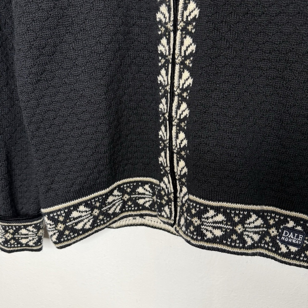 Dale Of Norway Black White Norwegian Merino Wool Cardigan Sweater Womens Medium - Picture 3 of 14